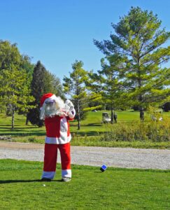 Santa playing golf at White Squirrel Golf course